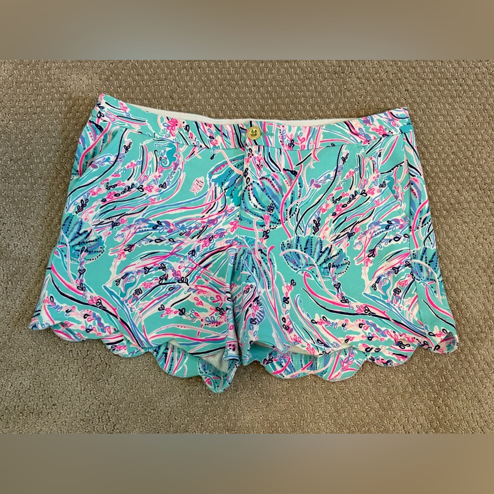 Lilly Pulitzer Aqua and Pink Patterned Shorts